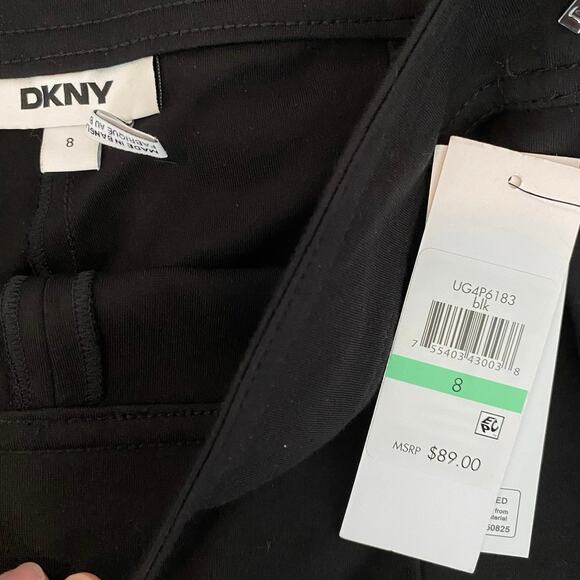 DKNY High Waisted Slim Leg Boot Cut Full Length Pants Size 8 Black Career Chic - Picture 6 of 8